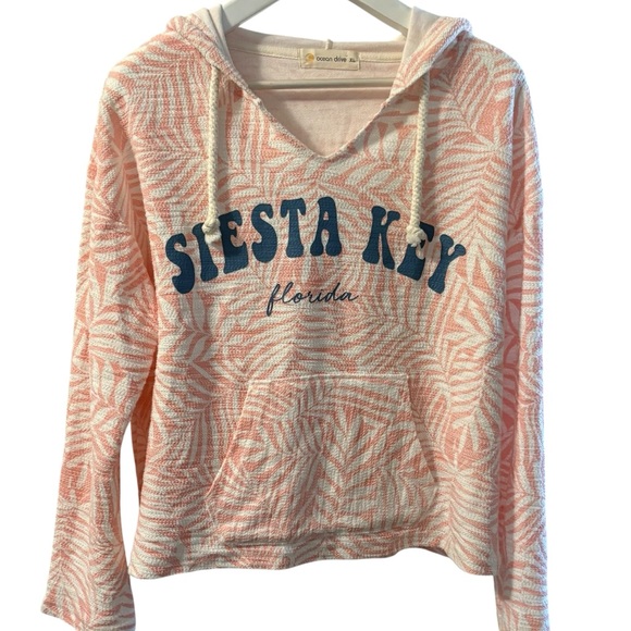 Ocean Drive Tops - Ocean Drive Pink & White Siesta Key Hoodie